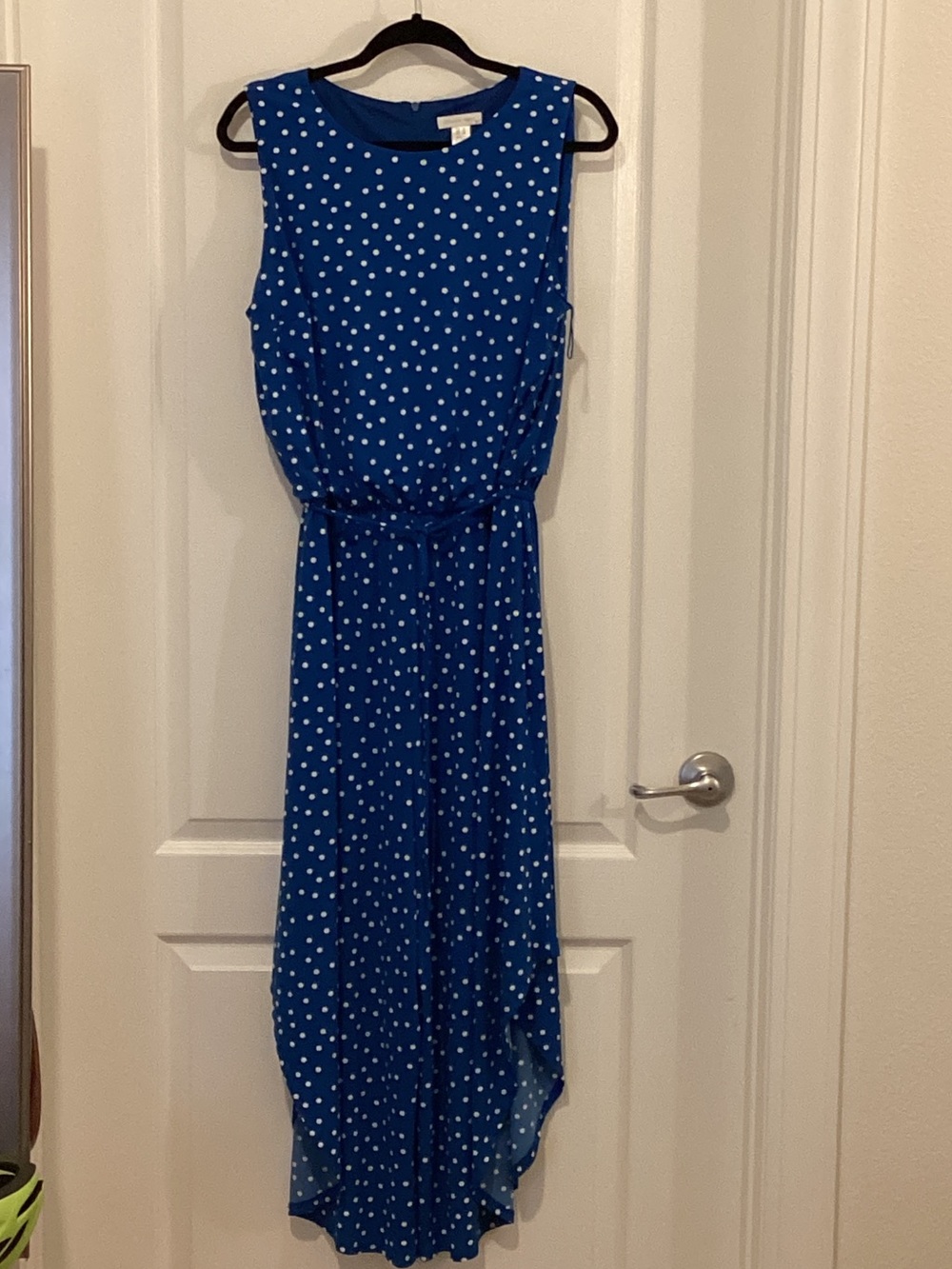 London Times Royal Blue Polka Dot High-Low Maxi Dress